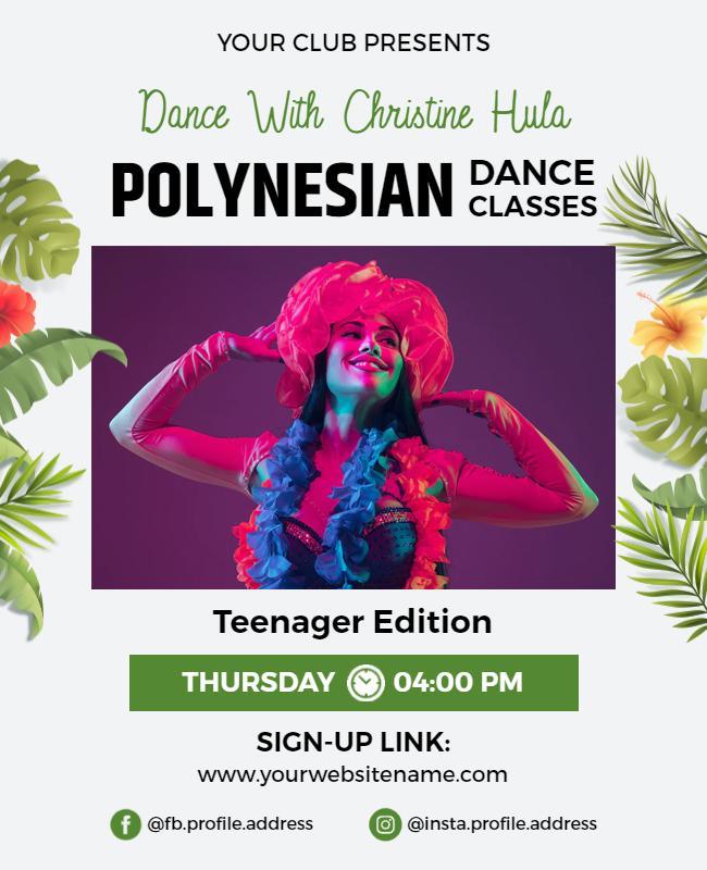 Teen Polynesian Dance Classes Flyer Template