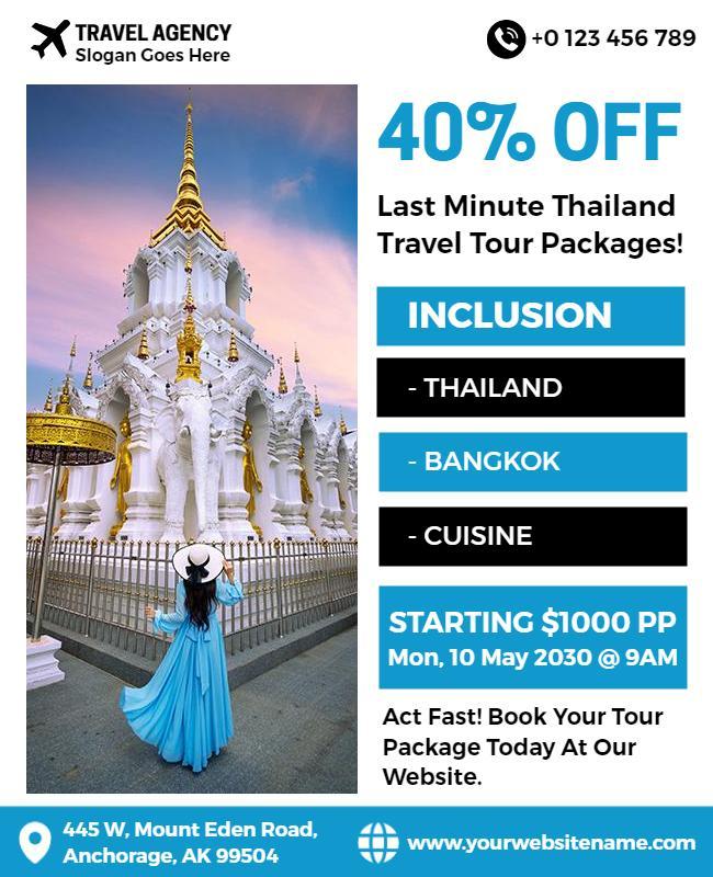 Thailand Travel Discount Tour Packages Flyer Template