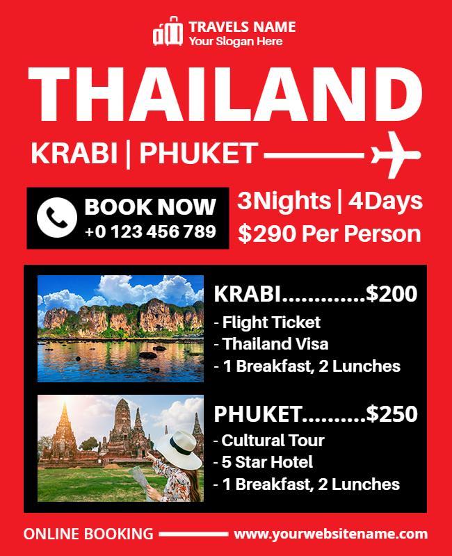 Thailand Travel Package Promotion Flyer Template