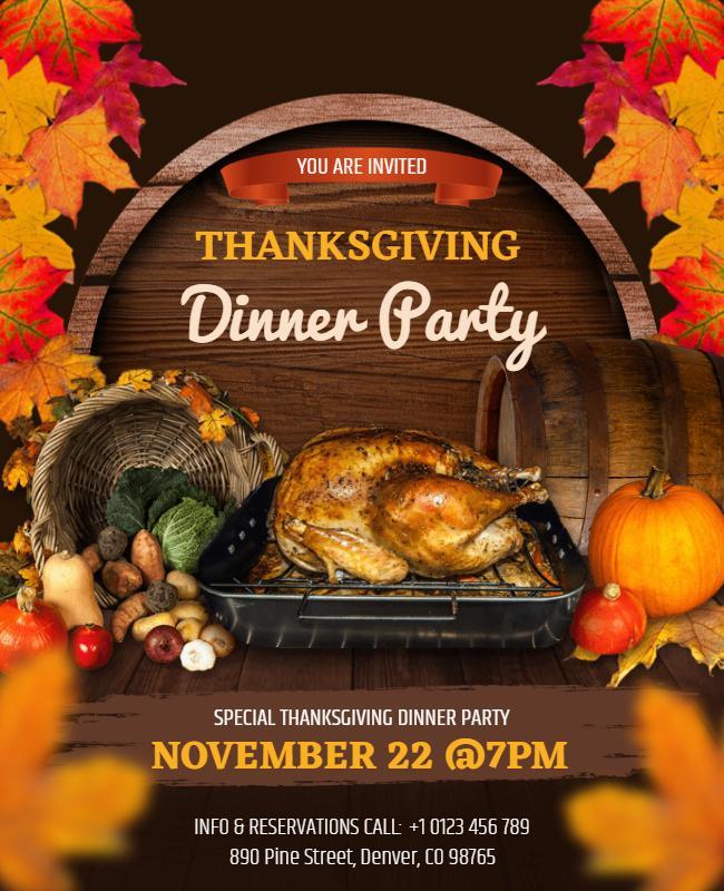 Thanksgiving Dinner Party Celebration Flyer Template