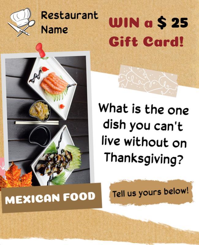 Thanksgiving Mexican Food Gift Card Promotion Flyer Template