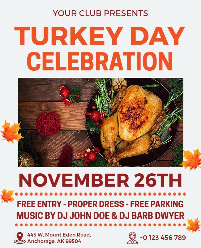 Thanksgiving Turkey Day Celebration Flyer Template