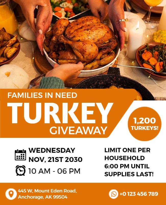 Thanksgiving Turkey Giveaway Community Event Flyer Template