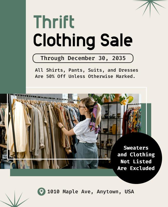 Thrift Store Clothing Sale Flyer Template