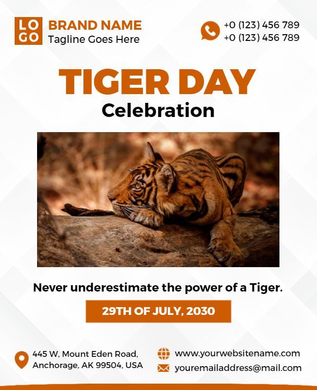 Tiger Day Wildlife Conservation Celebration Flyer Template