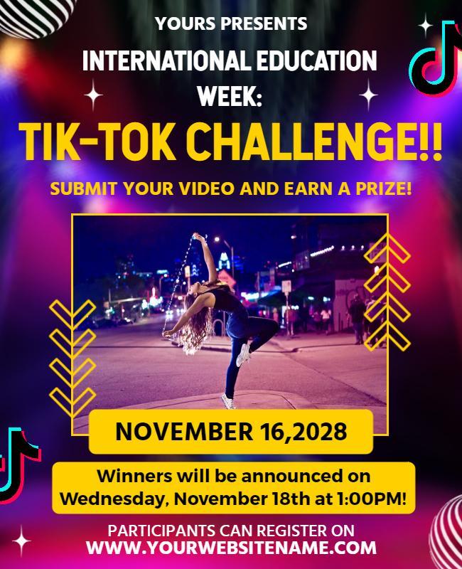 Tiktok Challenge International Education Week Flyer Template