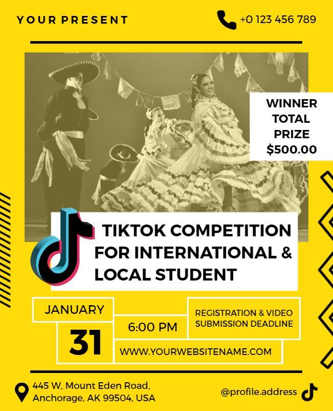 Tiktok Dance Competition for Students Flyer Template