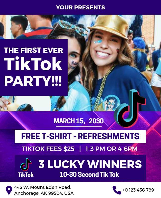 Tiktok Theme Party Celebration Flyer Template