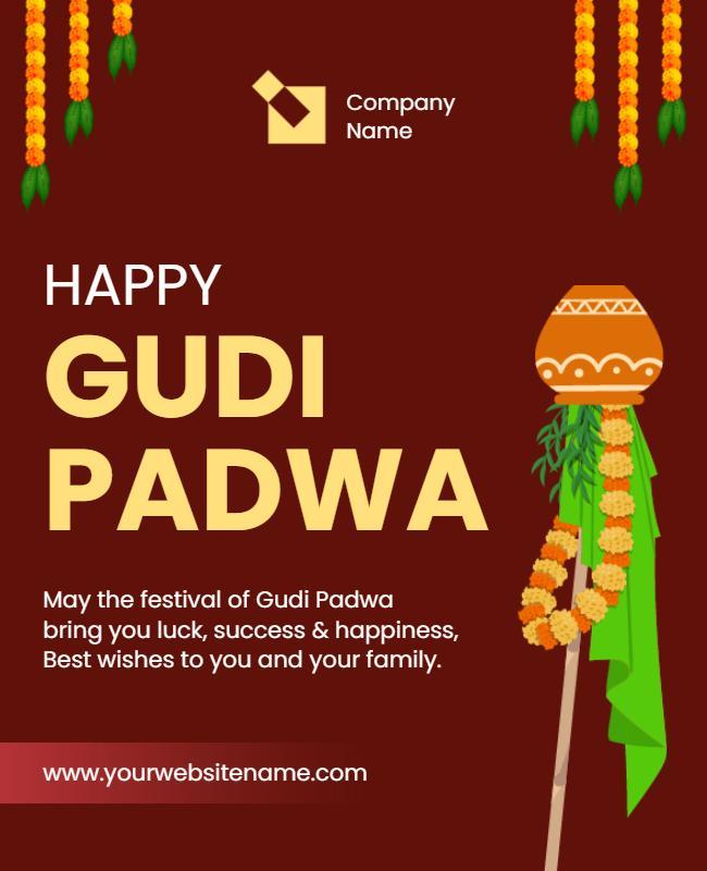 Traditional Gudi Padwa Festival Celebration Flyer Template