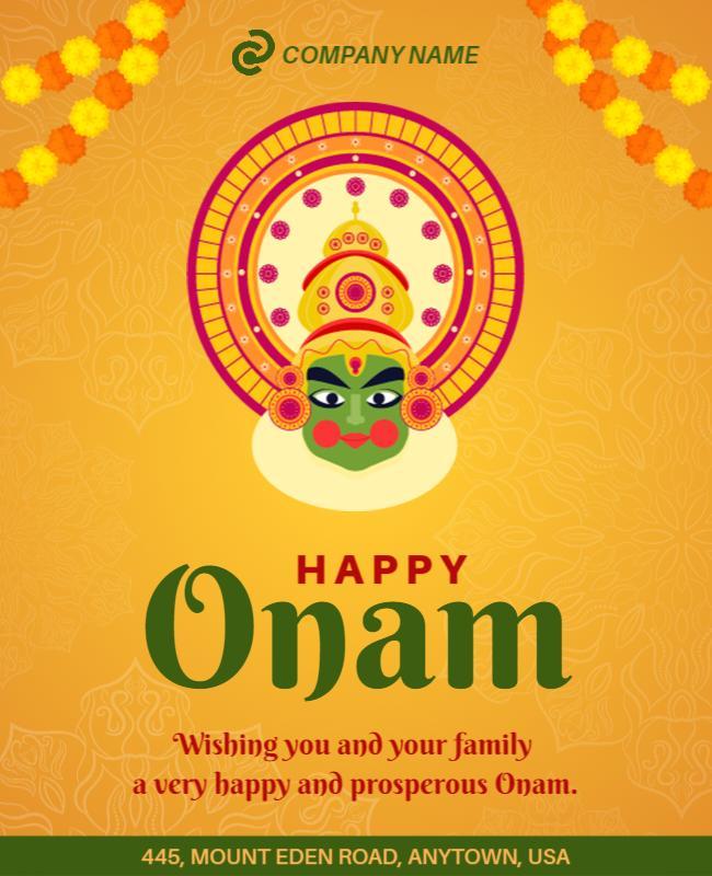 Traditional Onam Celebration Greeting Flyer Template