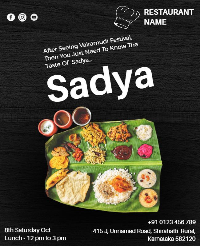 Traditional Sadya Lunch Event Flyer Template