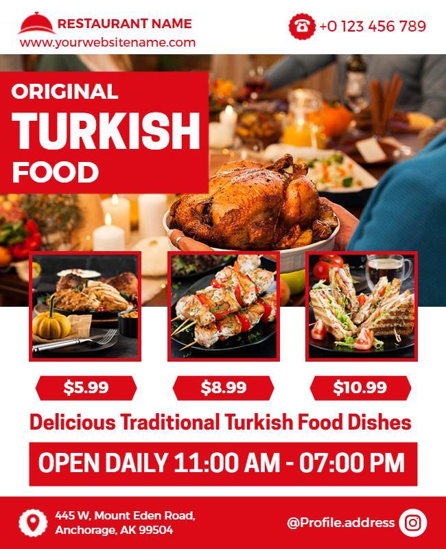 Traditional Turkish Cuisine Restaurant Flyer Template