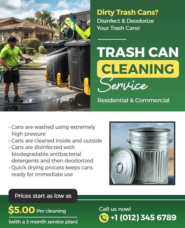 Trash Can Cleaning Service Promotional Flyer Template