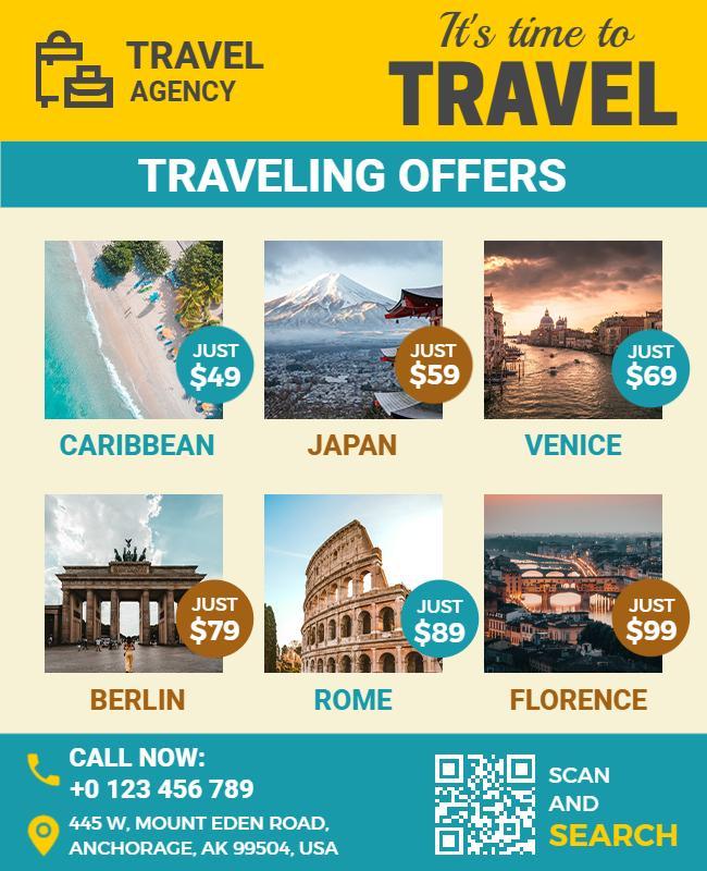 Travel Agency Global Destinations Flyer Template