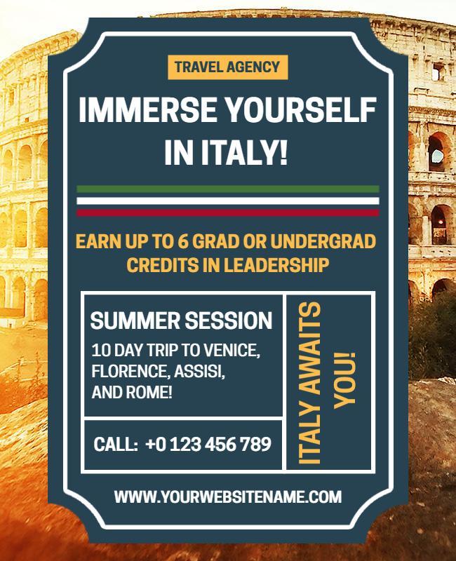 Travel Agency Italian Tour Promotion Flyer Template