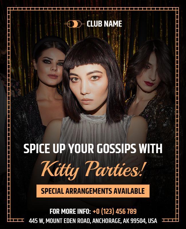 Trendy Kitty Party Event Flyer Template