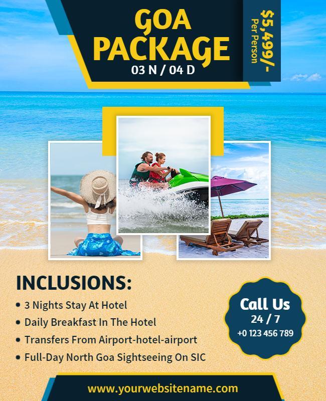 Tropical Beach Vacation Package Flyer Template