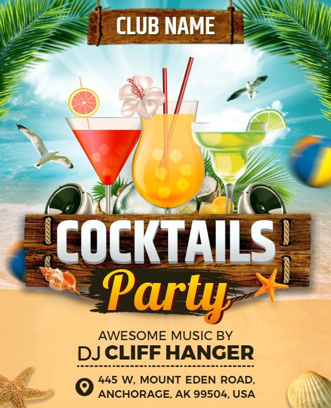 Tropical Cocktails Party Event Flyer Template