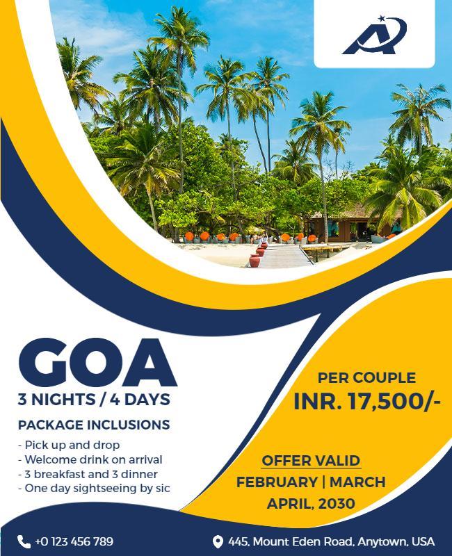 Tropical Goa Vacation Package Flyer Template