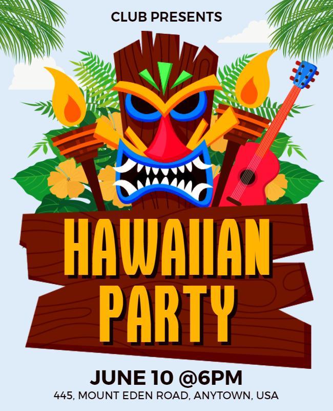 Tropical Hawaiian Party Invitation Flyer Template