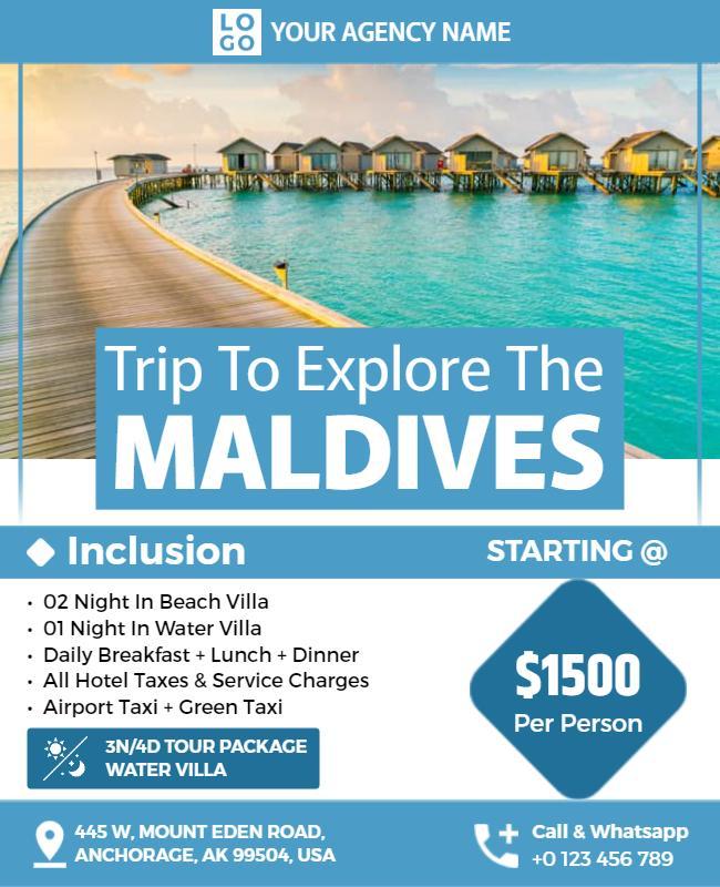 Tropical Maldives Travel Package Flyer Template