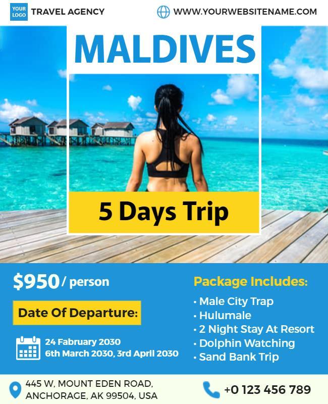 Tropical Paradise Maldives Travel Flyer Template