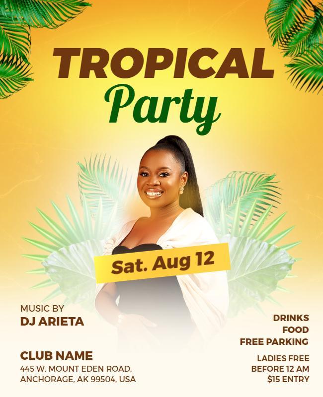 Tropical Party Event Announcement Flyer Template