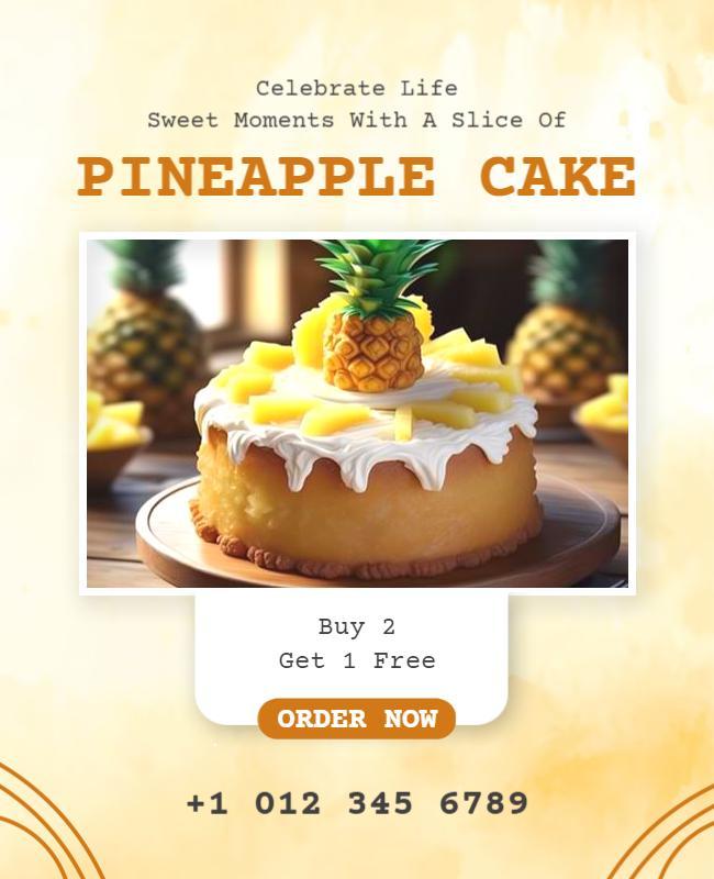 Tropical Pineapple Cake Promotion Flyer Template