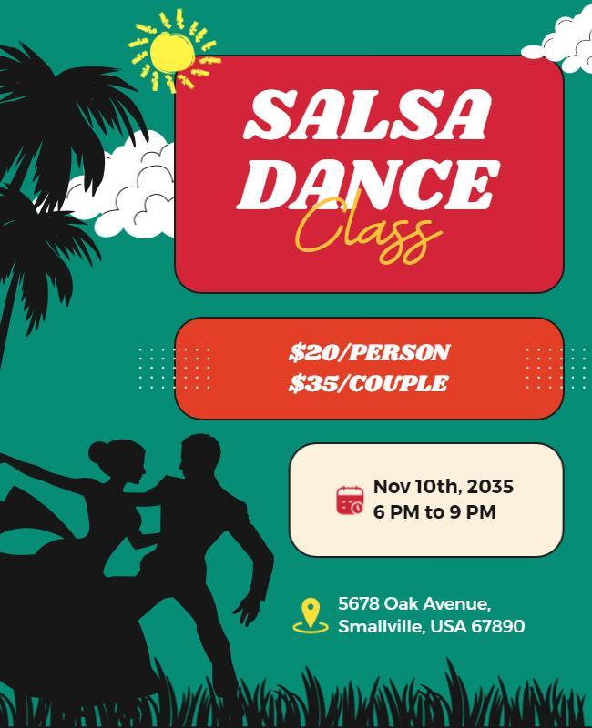 Tropical Salsa Dance Class Flyer Template