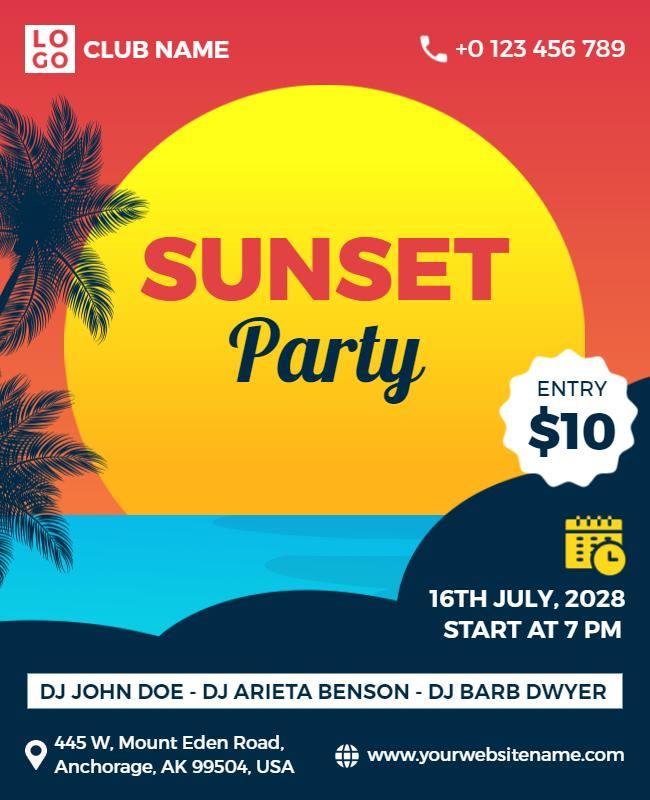 Tropical Sunset Beach Party Flyer Template