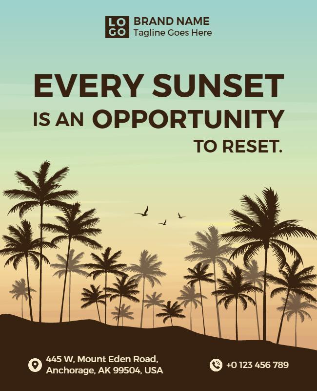 Tropical Sunset Inspiration Quote Flyer Template