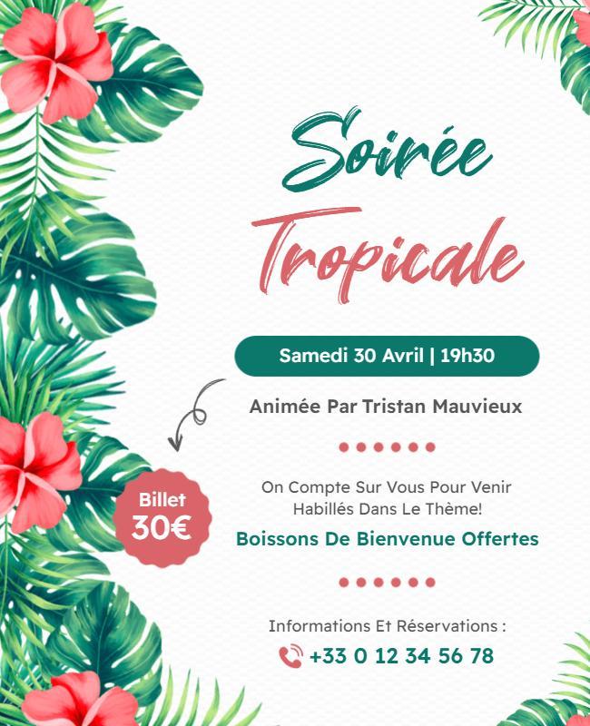 Tropical Themed Evening Party Flyer Template