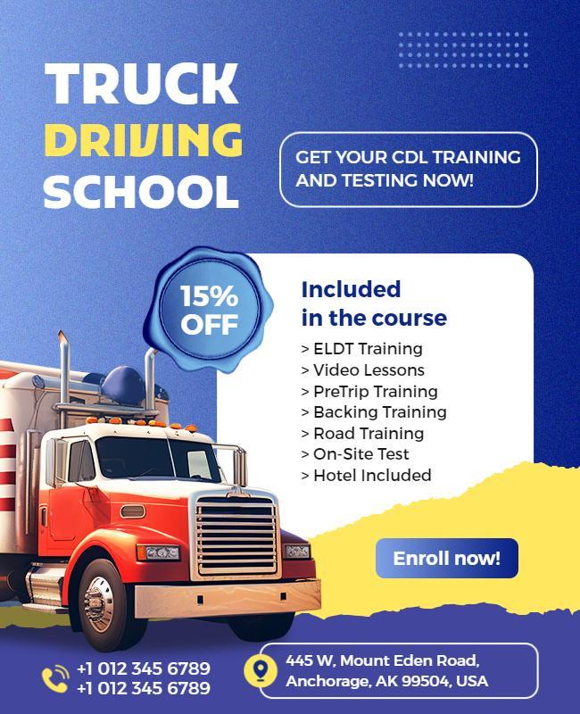 Truck Driving School Cdl Training Flyer Template