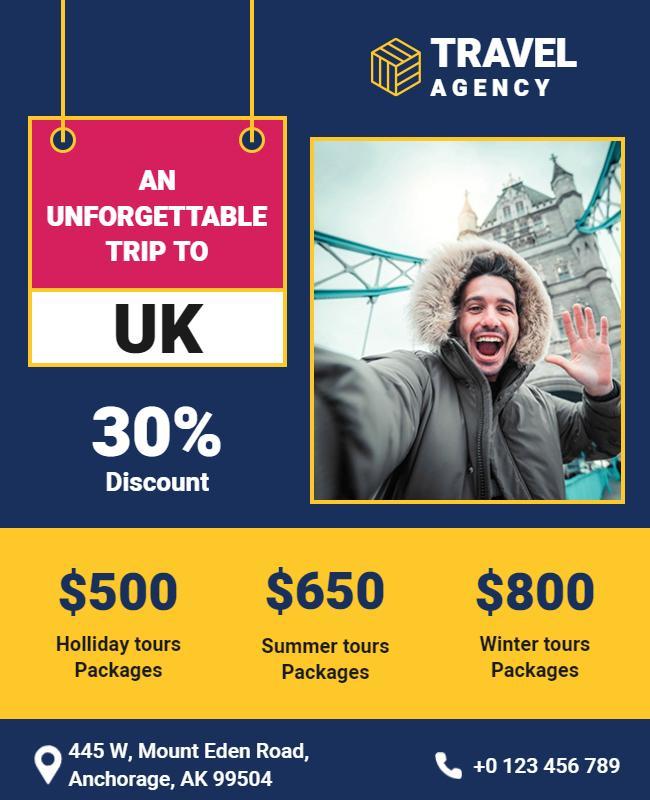 Uk Travel Tour Package Promotion Flyer Template