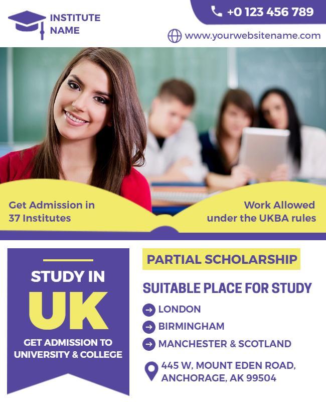 Uk University Admission Promotion Flyer Template