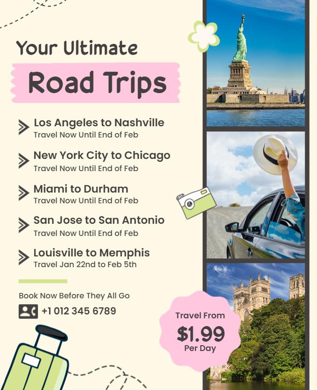 Ultimate Road Trip Destinations Flyer Template