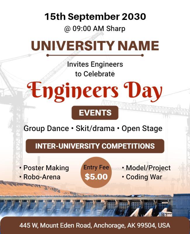 University Engineers Day Celebration Flyer Template