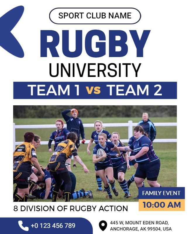 University Rugby Match Family Event Flyer Template