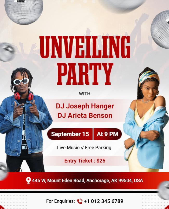 Unveiling Party with Djs and Live Music Flyer Template