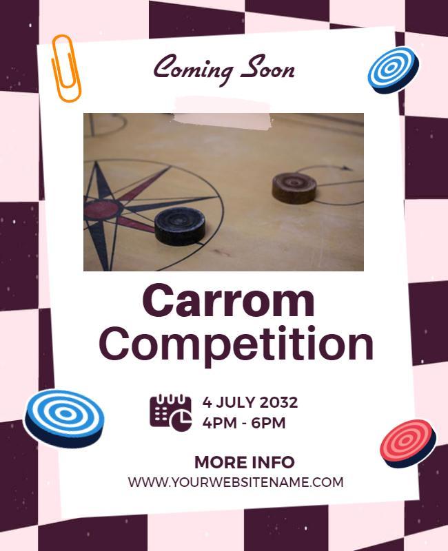 Upcoming Carrom Board Game Competition Flyer Template