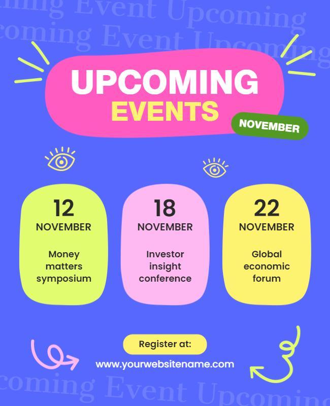 Upcoming November Events Announcement Flyer Template