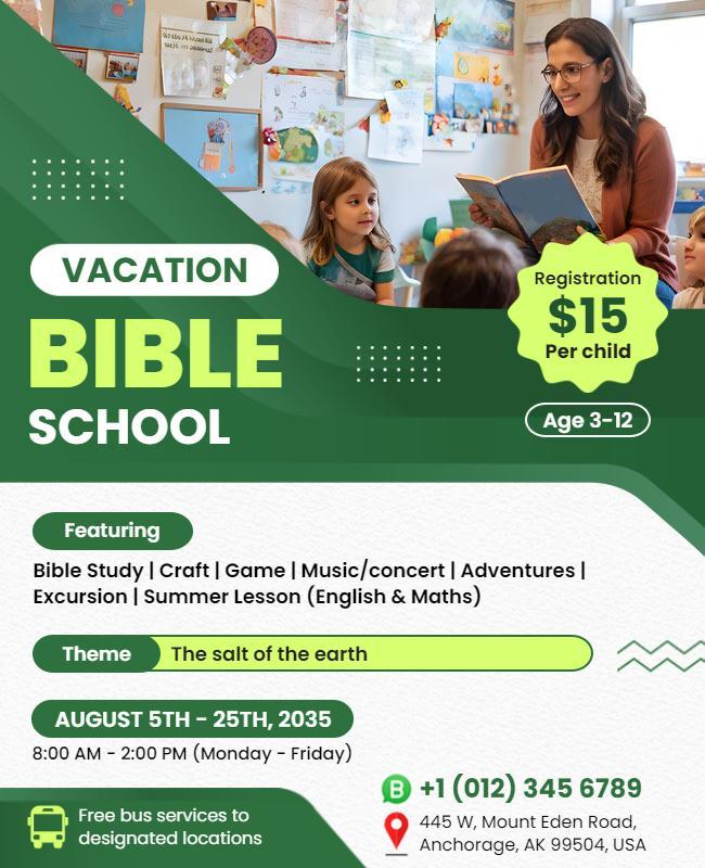 Vacation Bible School Event Flyer Template