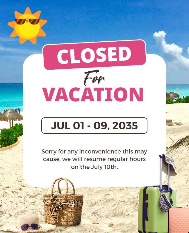 Vacation Closure Announcement Flyer Template