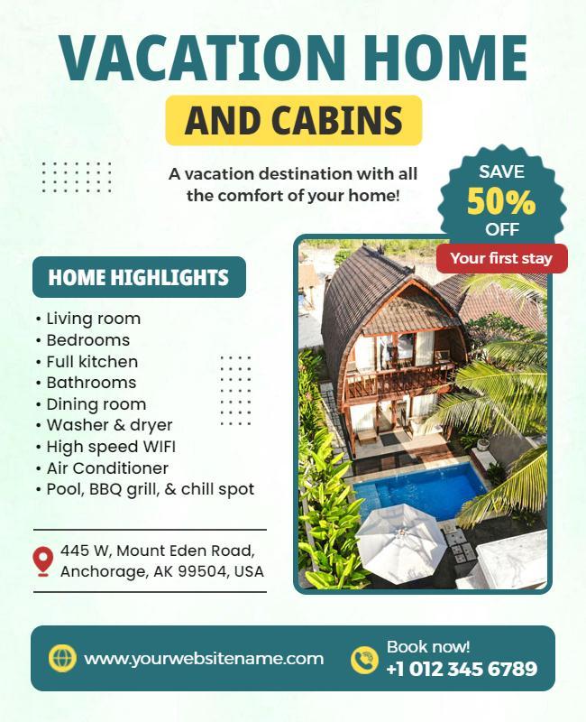 Vacation Home Rental Promotion Flyer Template