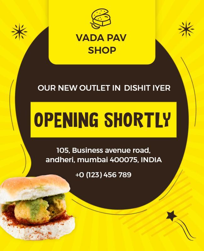 Vada Pav Shop Opening Announcement Flyer Template