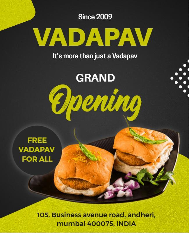 Vadapav Restaurant Grand Opening Flyer Template