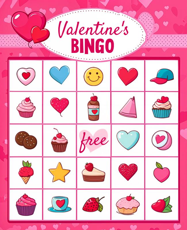 Valentine's Day Bingo Game Card Flyer Template