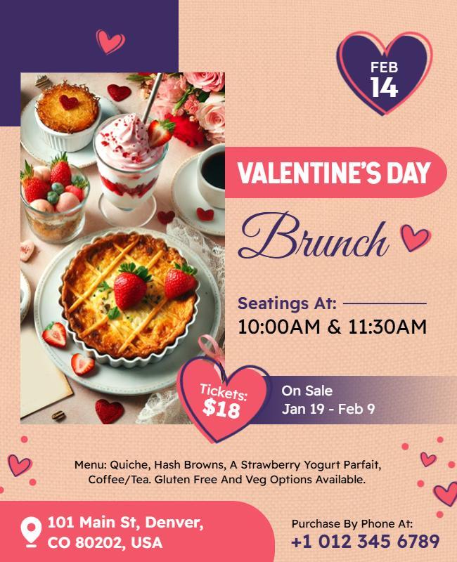 Valentine's Day Brunch Event Flyer Template