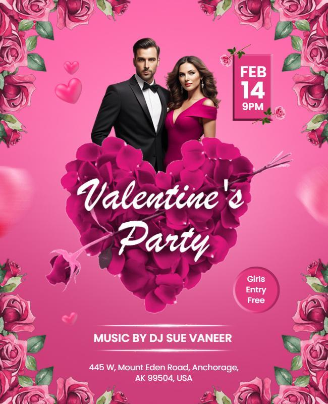 Valentines Day Celebration Party Flyer Template