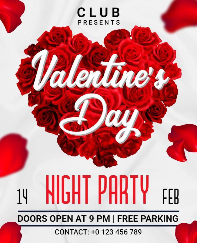 Valentines Day Party Flyer or Happy Valentines Day Flyer Template